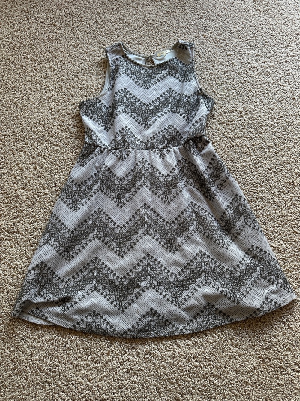 Maurices Black and White Chevron Lace-Print Sleeveless Dress